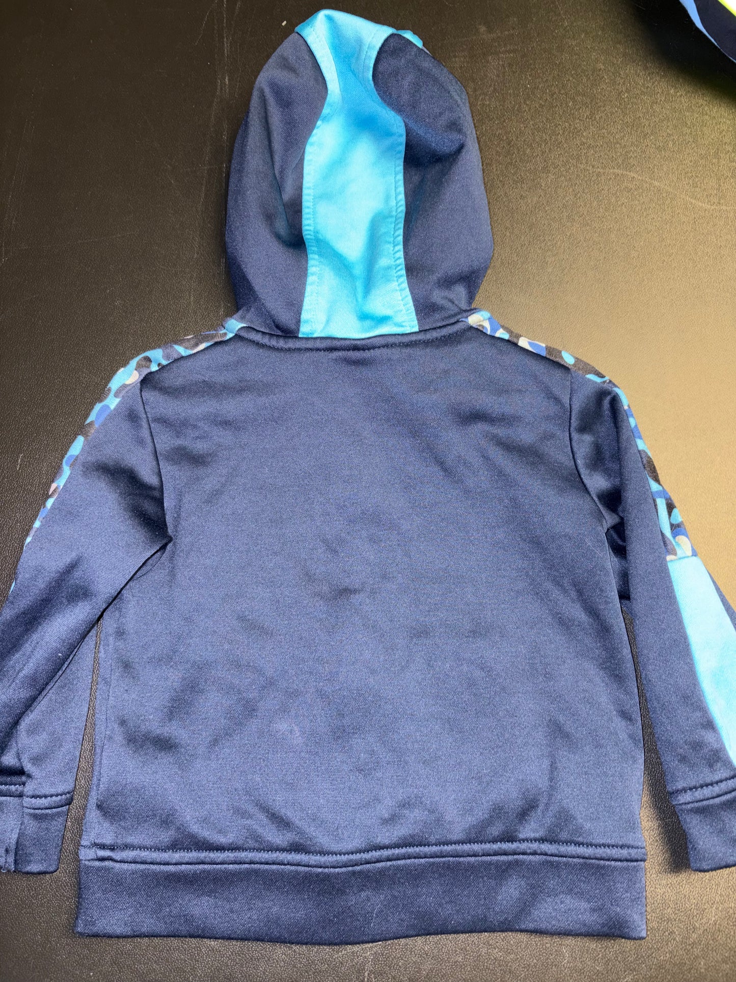 Size 24 month, blue zip up hooded jacket