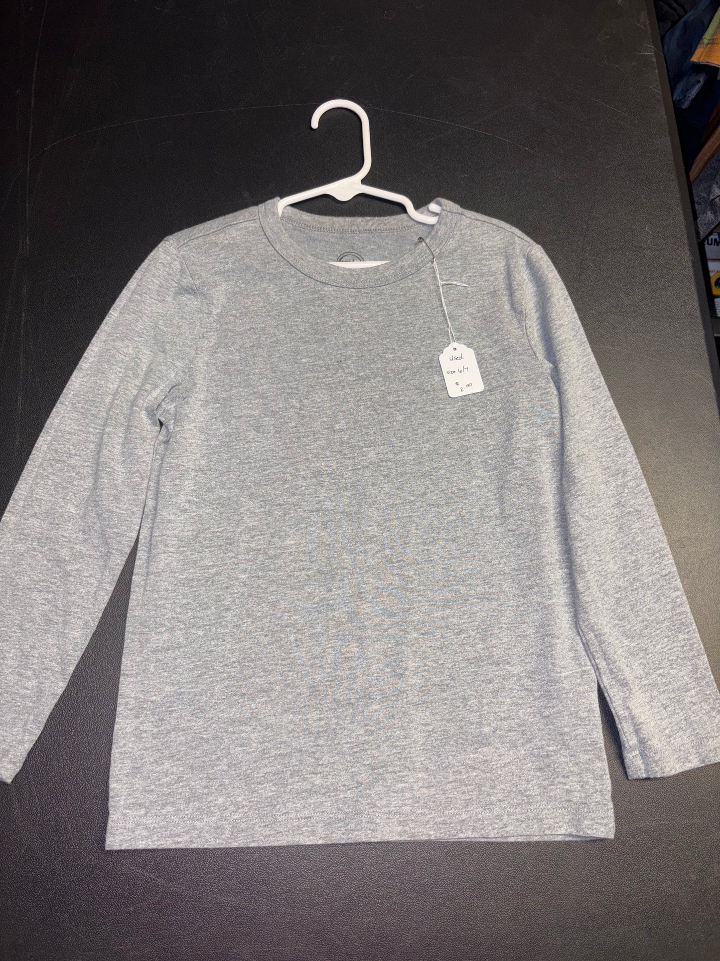 Size 6/7 Youth, Gray long sleeved shirt, Wonder Nation Brand