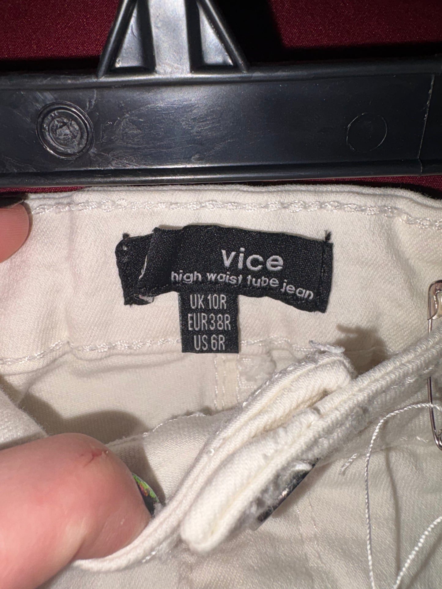 Size 10R girls, high waist tube jeans, off white