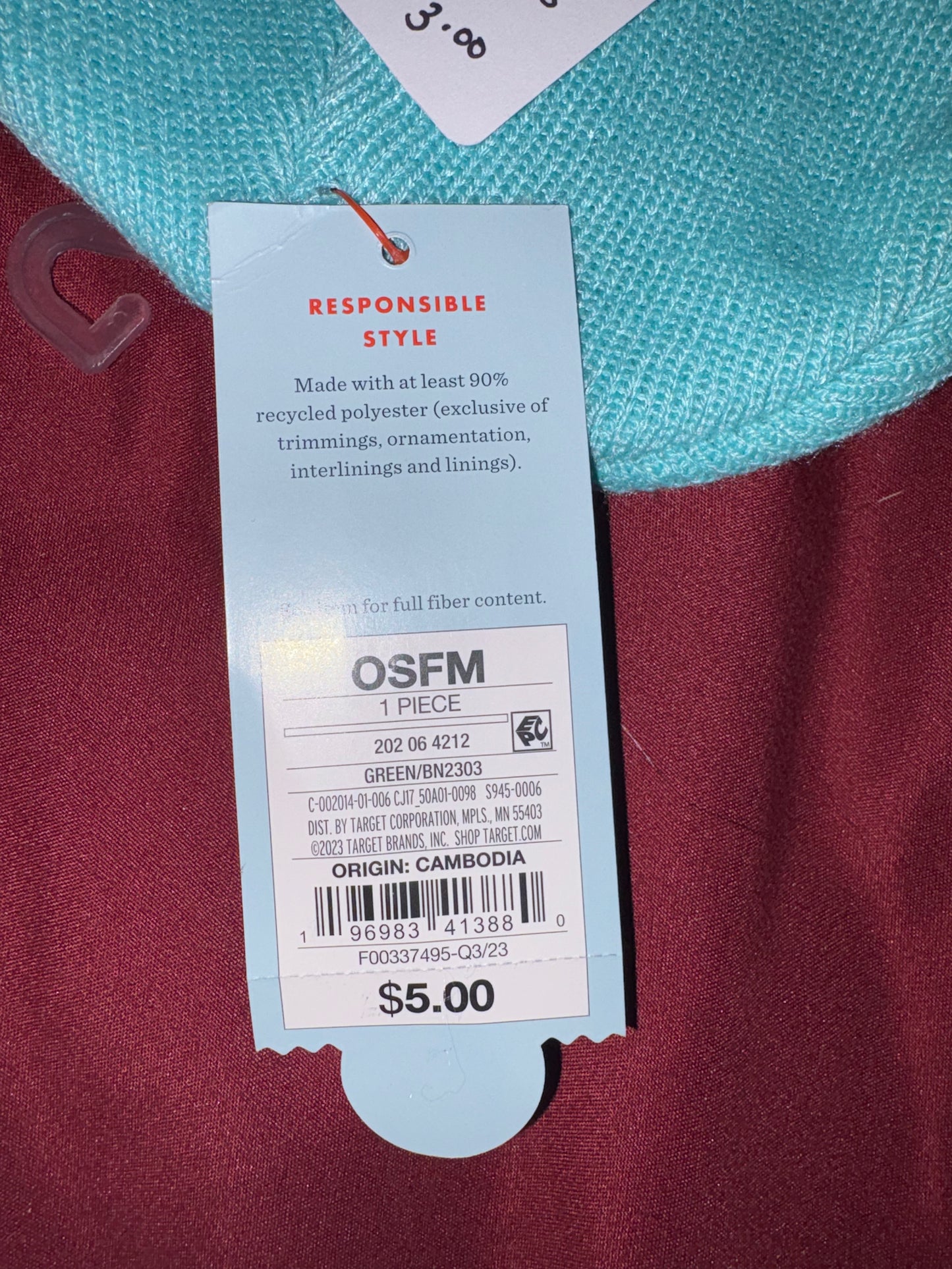 One Size, kids, teal winter hat, Cat & Jack, NWT
