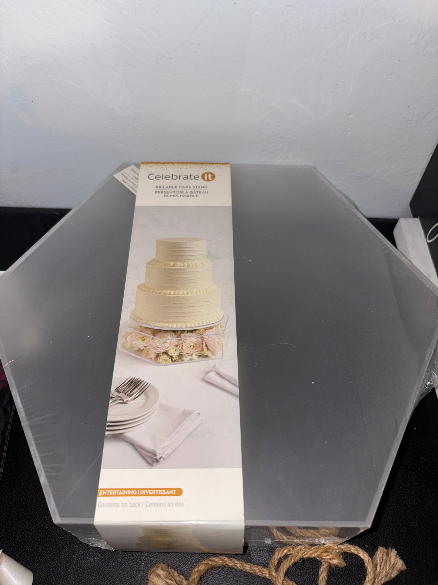 Acrylic Hexagon cake stand 12.5x10.8x3 inches