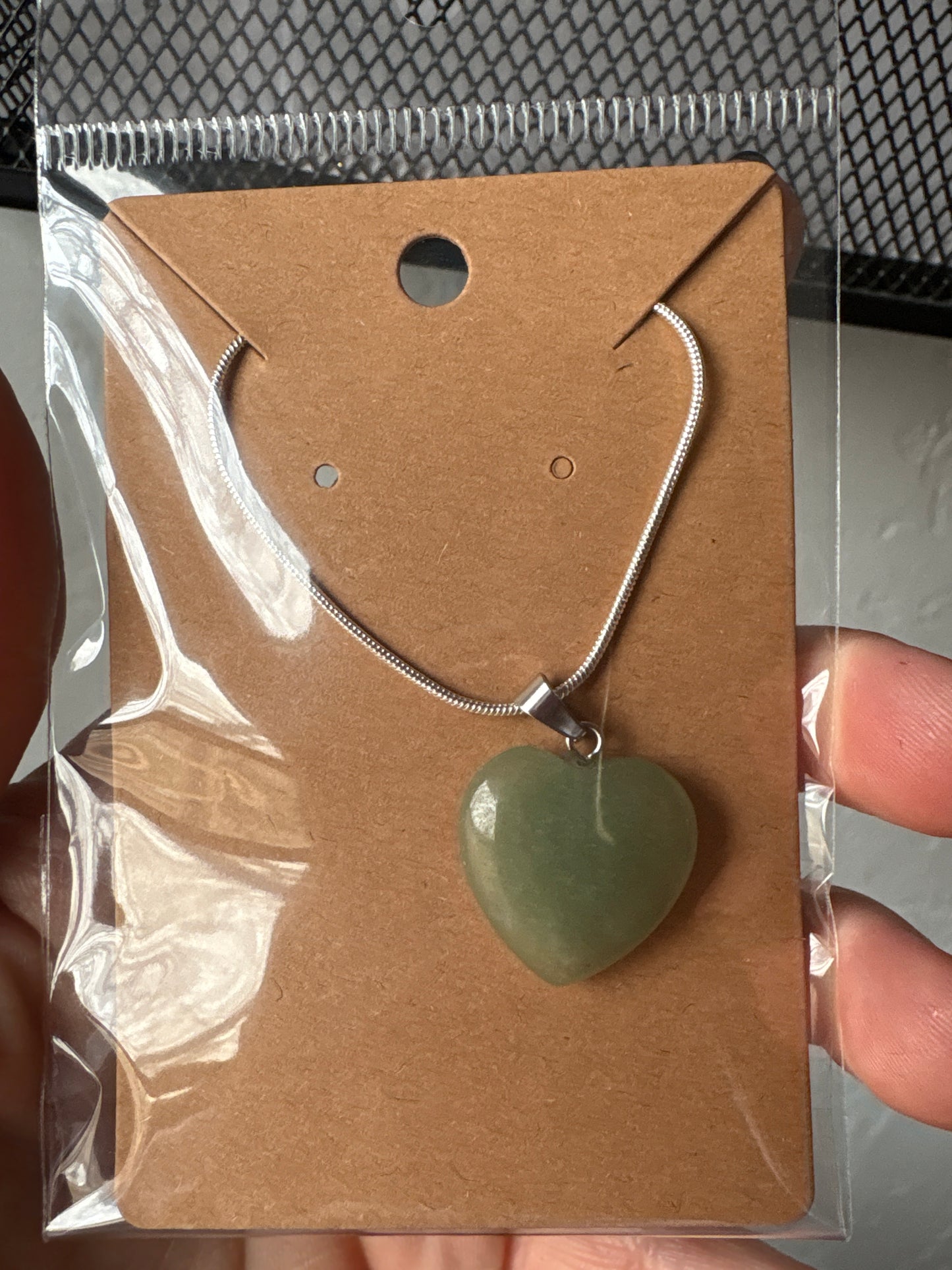 Natural stone heart on a Sterling Silver 925 snake chain