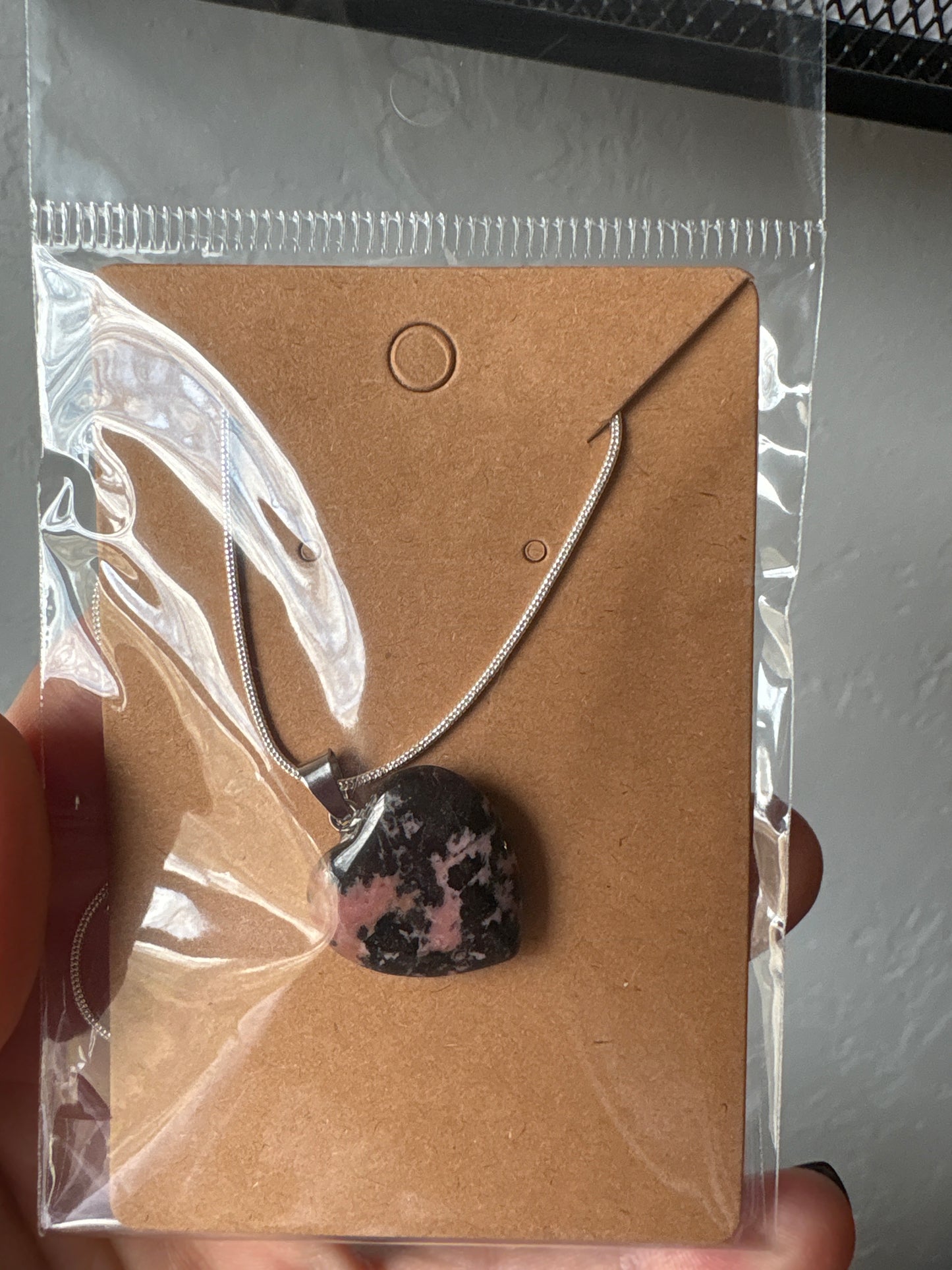 Natural stone heart on a Sterling Silver 925 snake chain