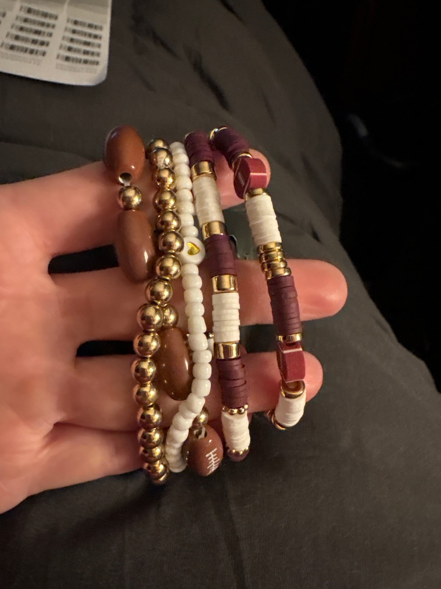 Set of Five Football themed Bracelets
