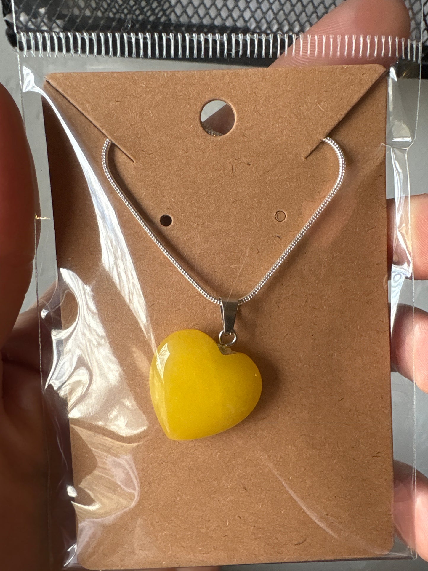 Natural stone heart on a Sterling Silver 925 snake chain