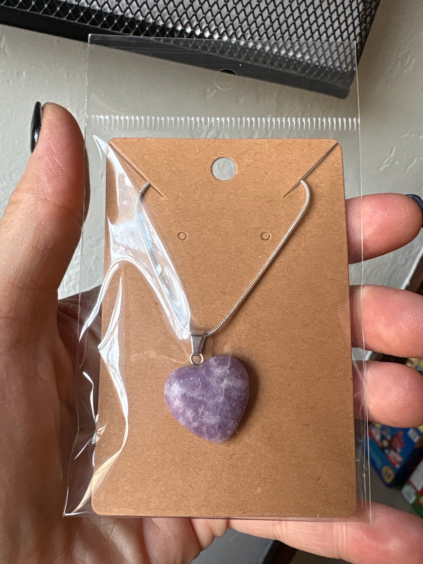Natural stone heart on a Sterling Silver 925 snake chain