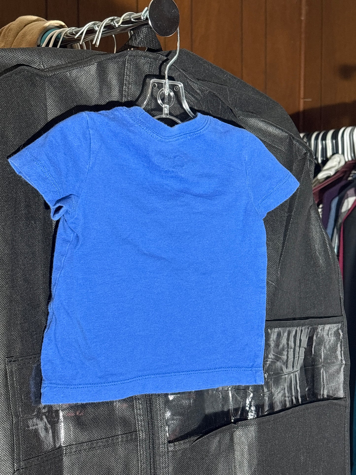 Size 6 month Blue with Hot Red/Orange writing “Mom’s the boss”
