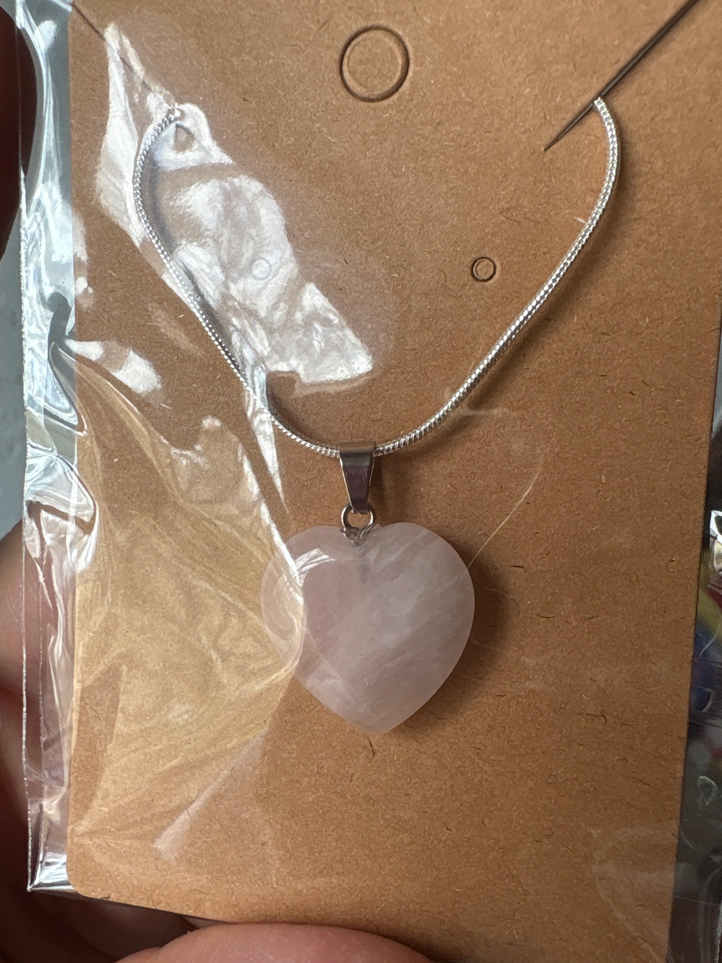 Natural stone heart on a Sterling Silver 925 snake chain