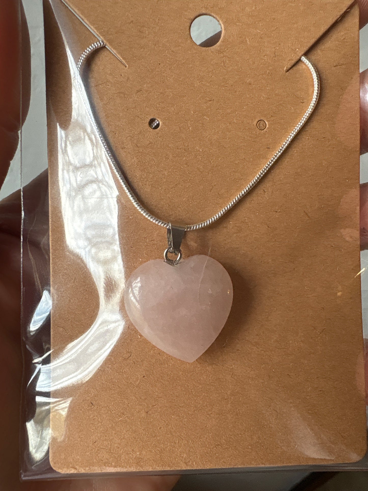 Natural stone heart on a Sterling Silver 925 snake chain