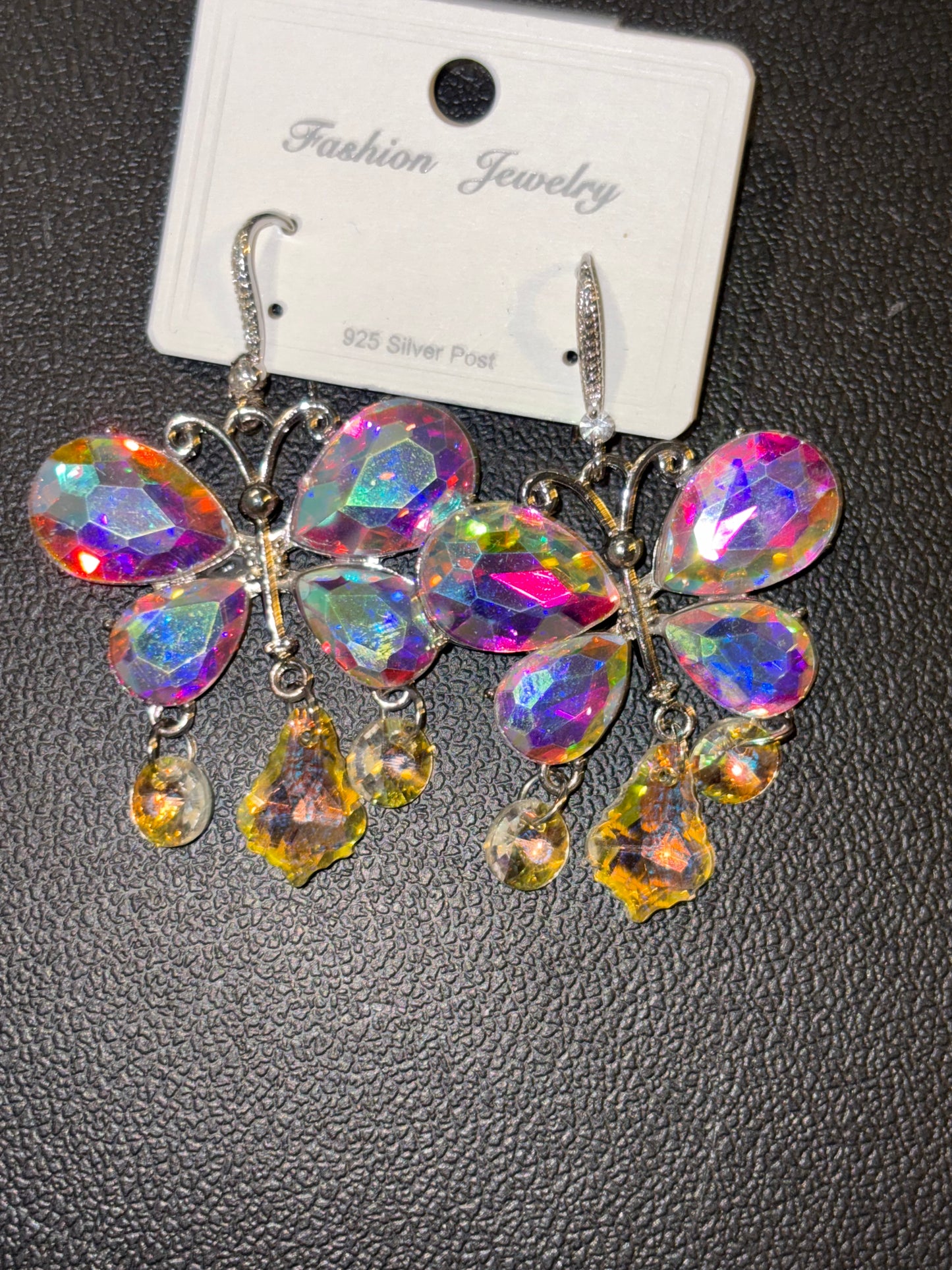 Pink Iridescent Butterfly Earrings￼
