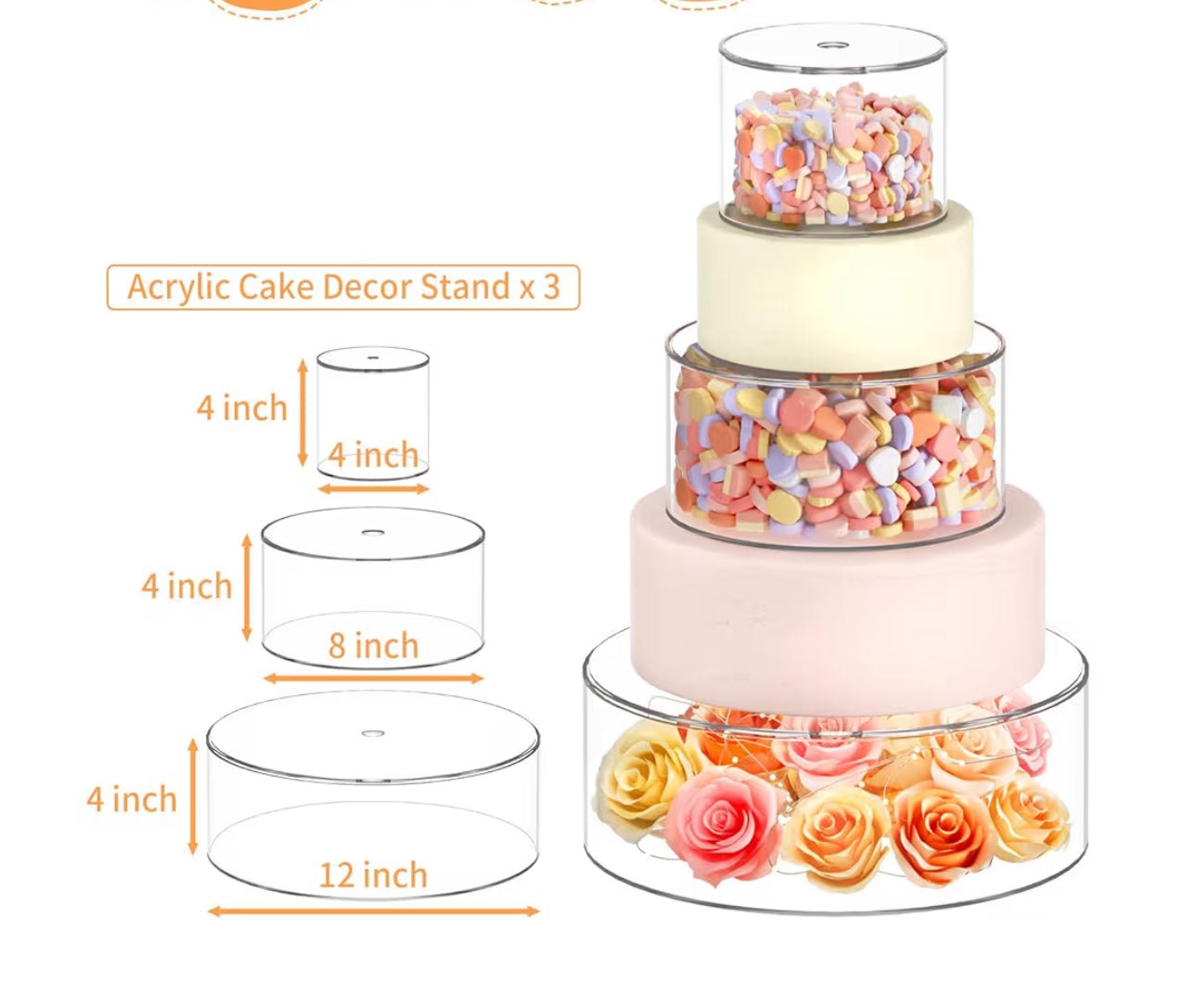 Clear acrylic cake stand, fillable cake box risers - Used￼
