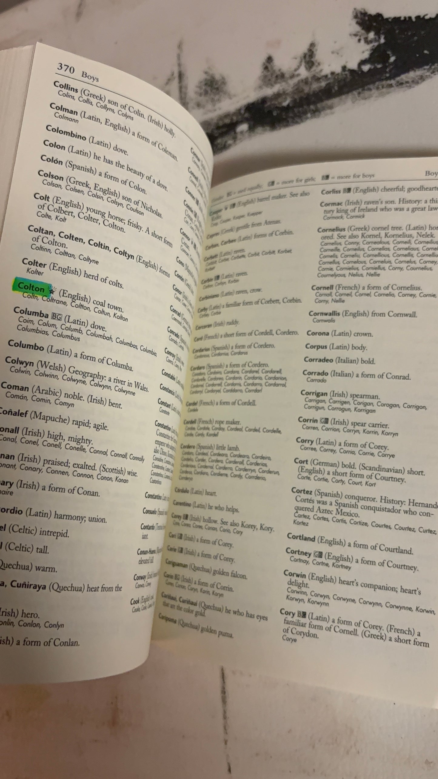 100,000 baby names book - used with highlighting