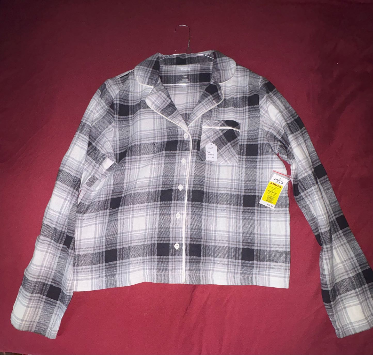 Size XS women’s PJ shirt, Sonoma Brand by Kohls