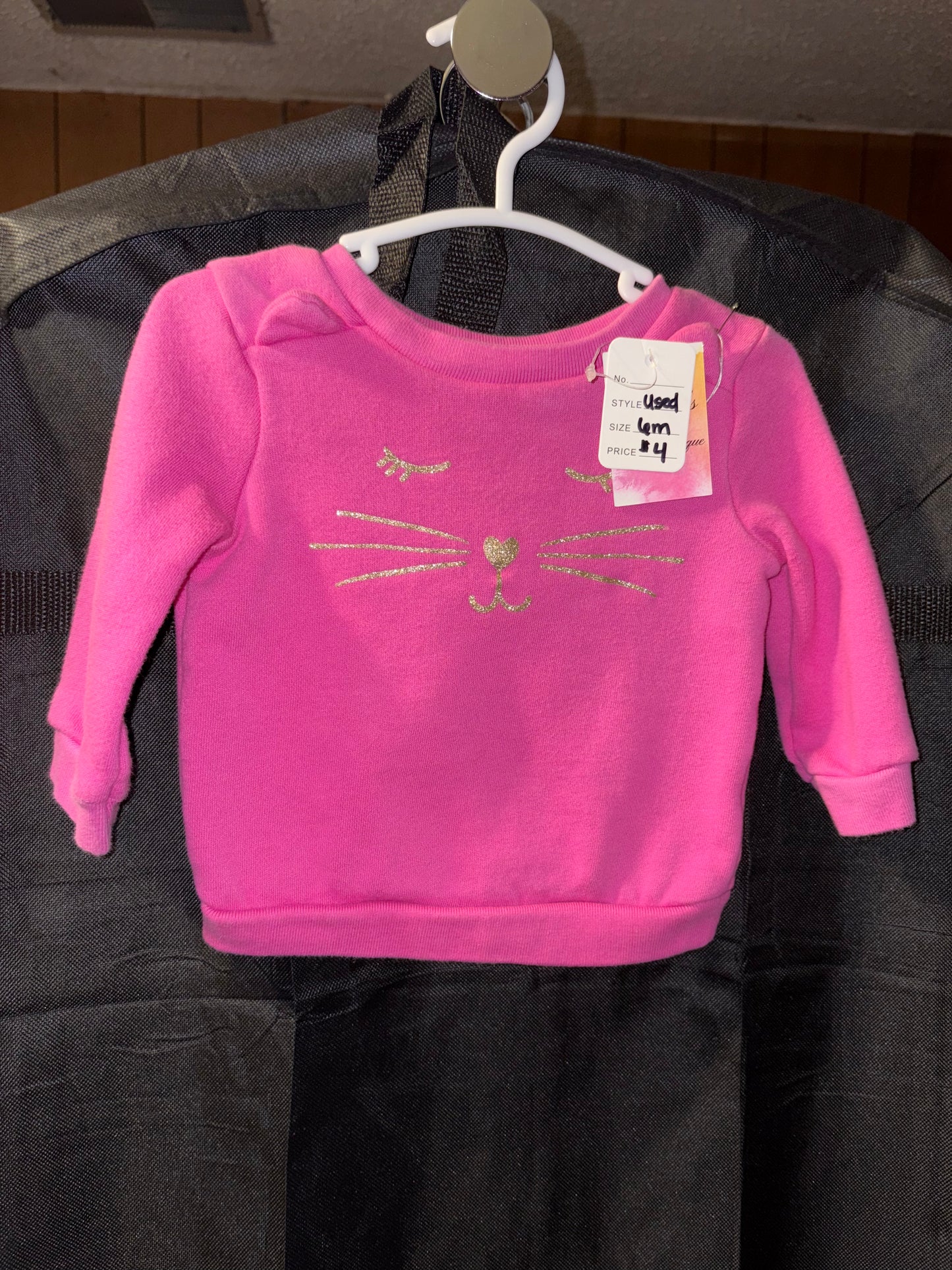 Girls 6 month, Carters Hot Pink with Gold Glitter Decal