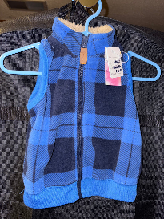 6 month boys, Carters, blue buffalo plaid vest ￼