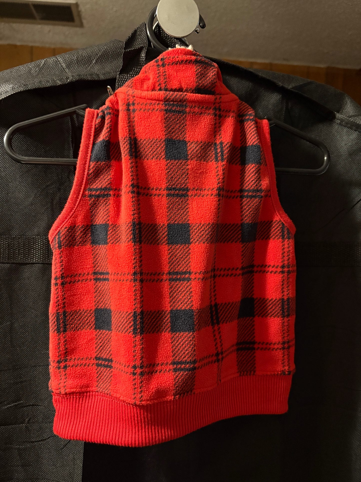 6 month, carter’s brand, buffalo plaid red vest