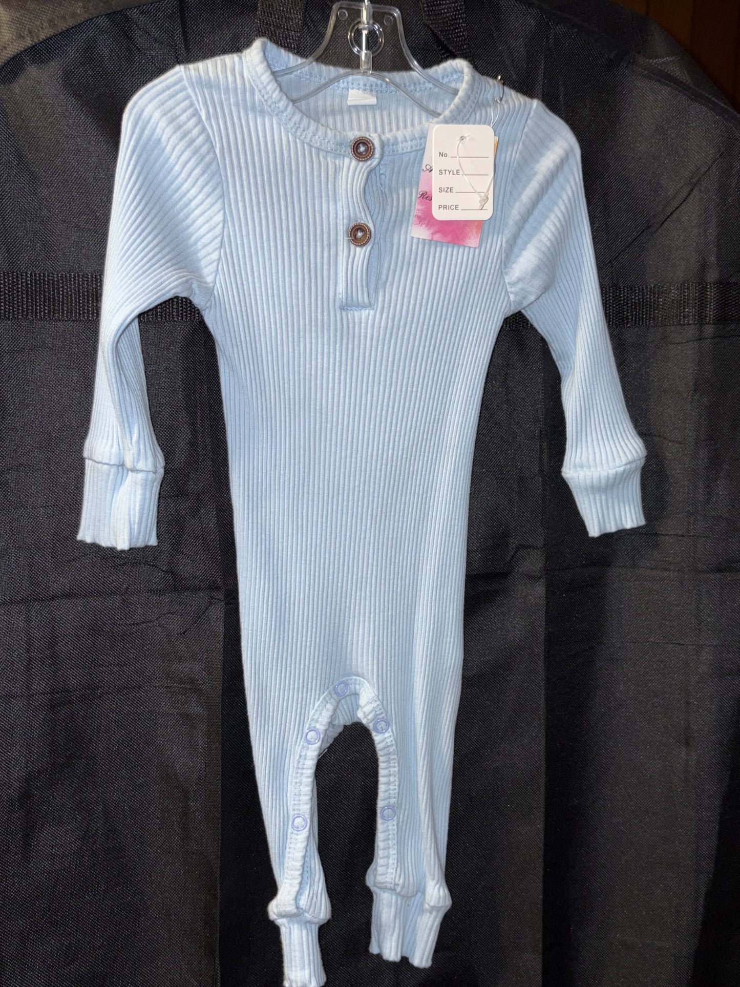 6 month, light blue, ribbed, boys onesie