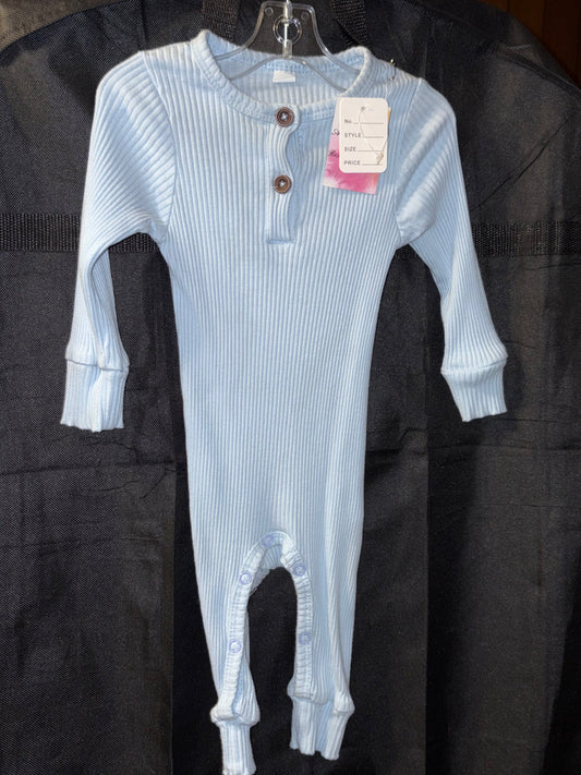6 month, light blue, ribbed, boys onesie