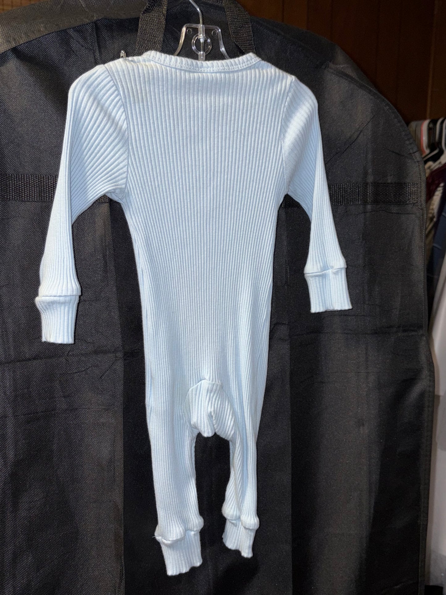 6 month, light blue, ribbed, boys onesie