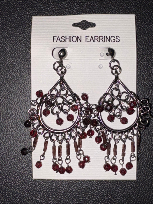 Silver with Brown Crystal Beads