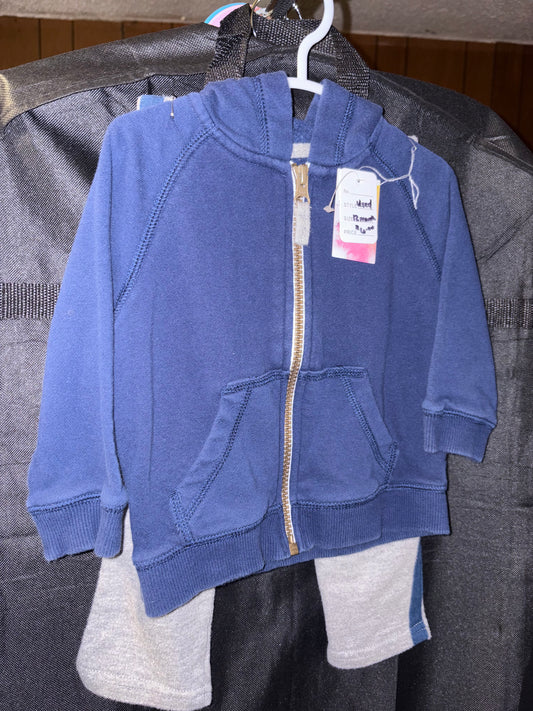 12 month Carters Blue and Gray outfit