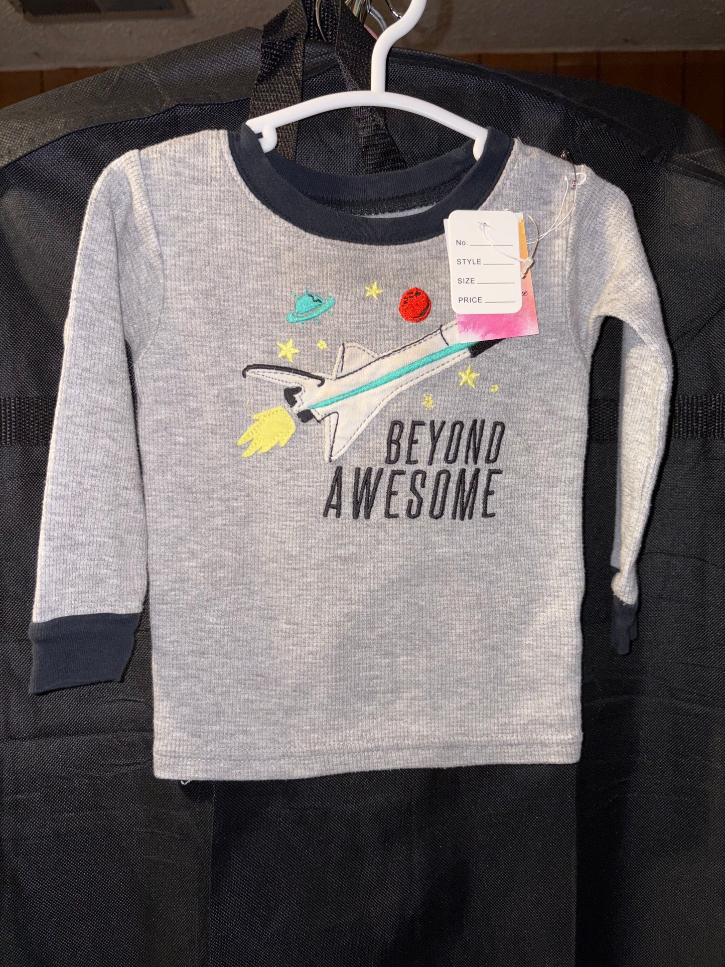 12 month boys Carters Brand Long sleeved shirt Navy and Gray