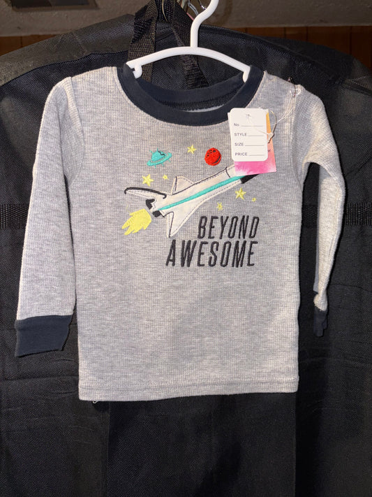 12 month boys Carters Brand Long sleeved shirt Navy and Gray