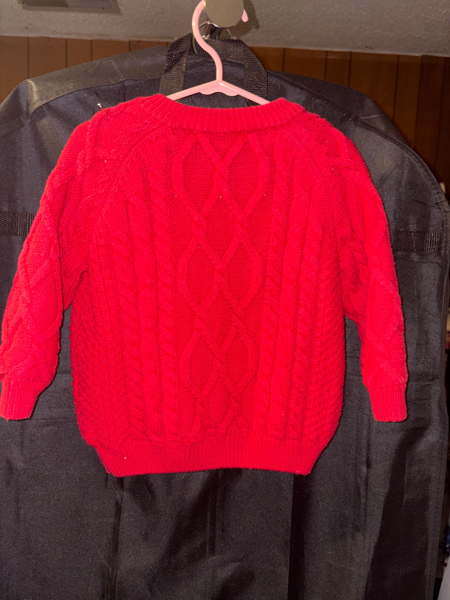 3T Red Knitted and Sherpa Sweater