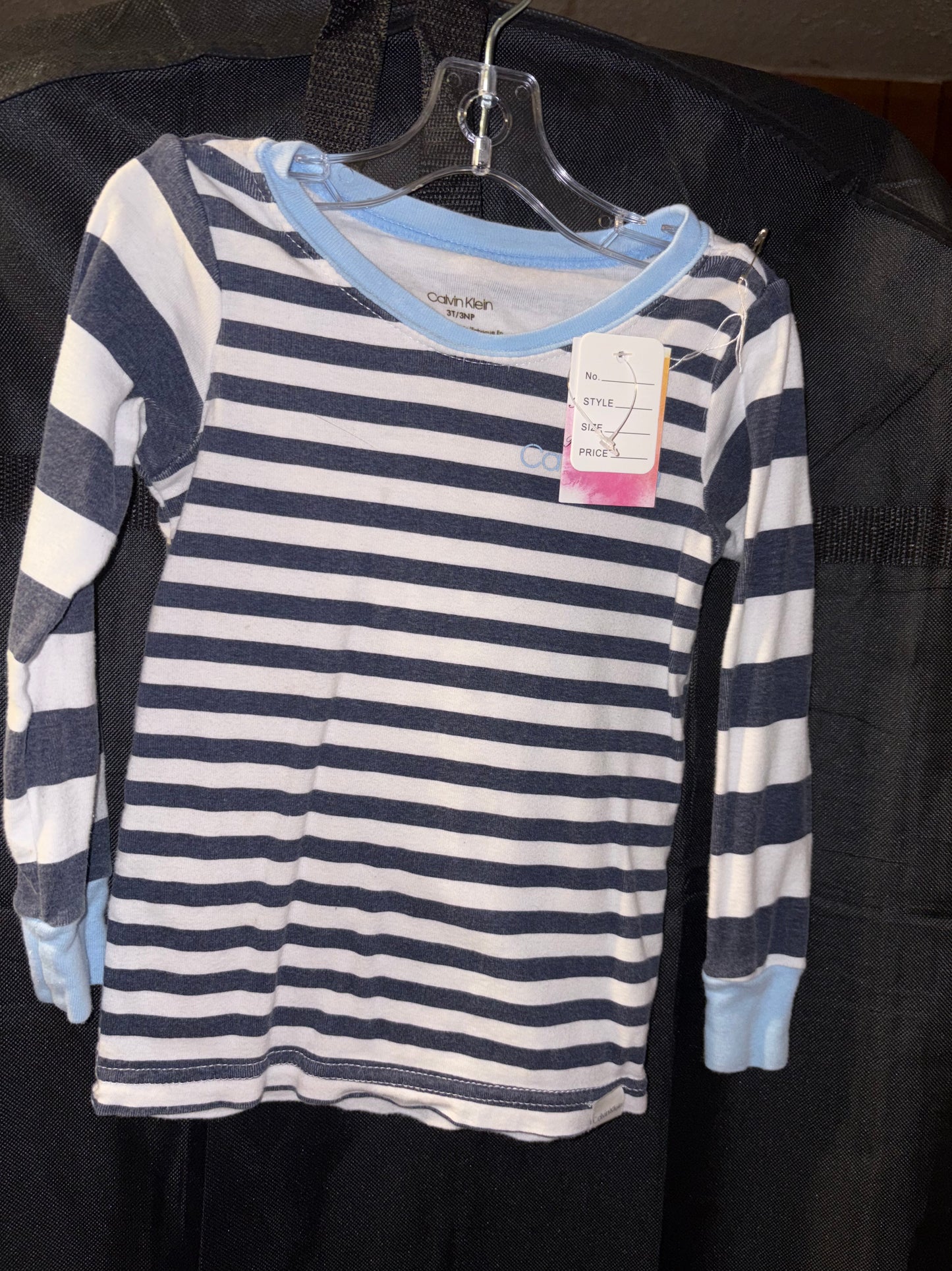 3T boys shirt, Navy White and Light blue striped shirt ￼