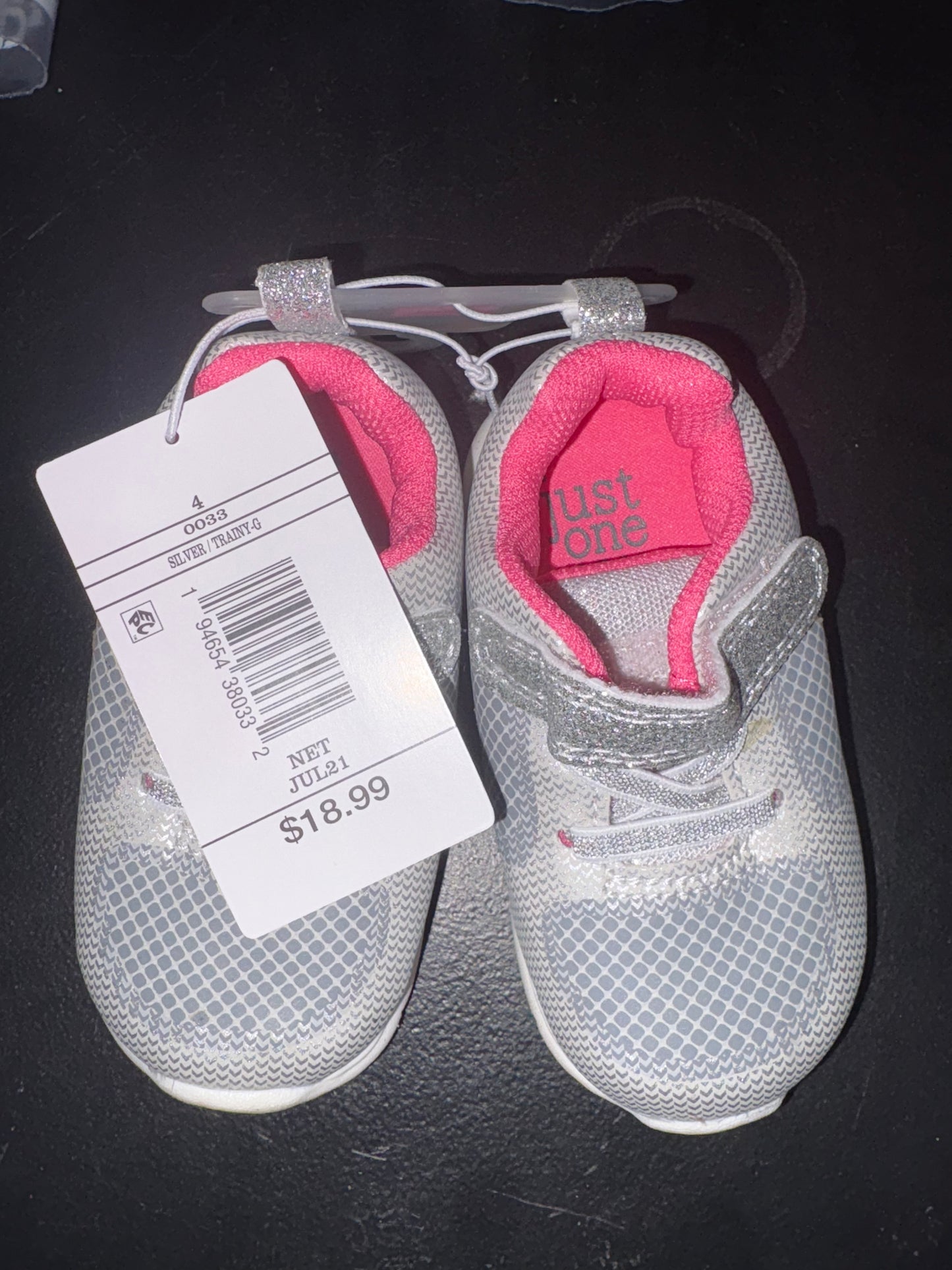 Girls Pink & Silver Glitter Toddler Size 4 Shoes