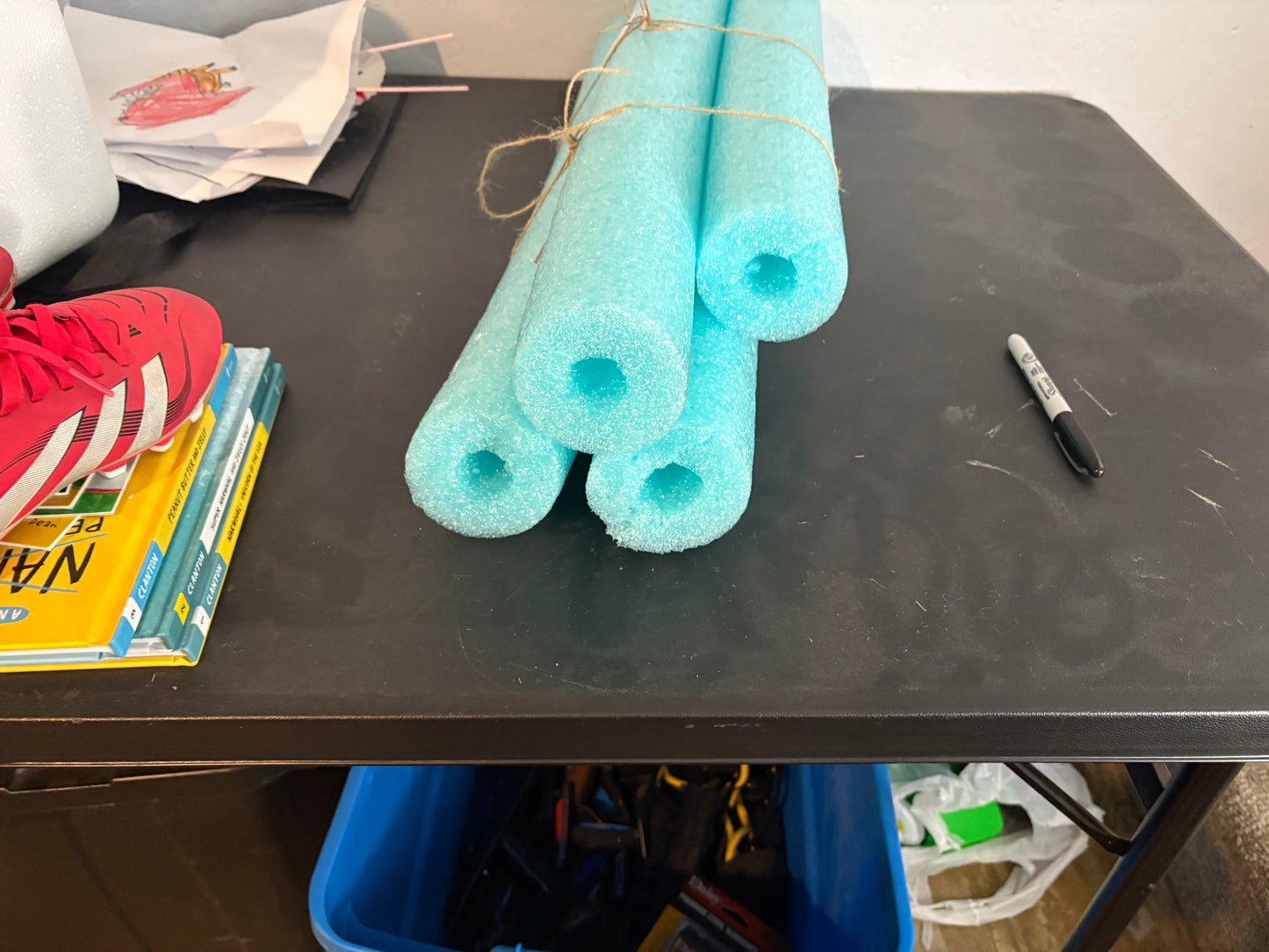 Pool noodles used for floral arrangements