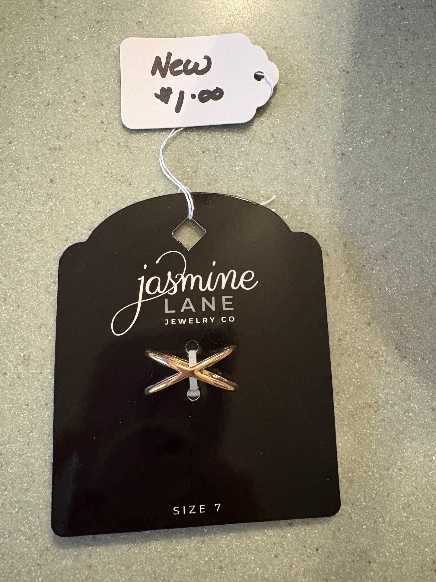 Size 7 gold plated, jasmine Lane jewelry company, X Ring