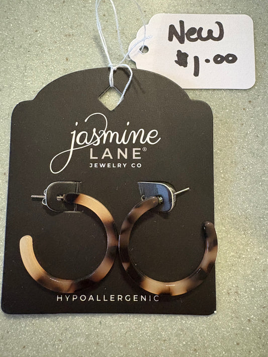 Brown and tan marble hoops, hypoallergenic, Jasmine Lane Jewelry Company