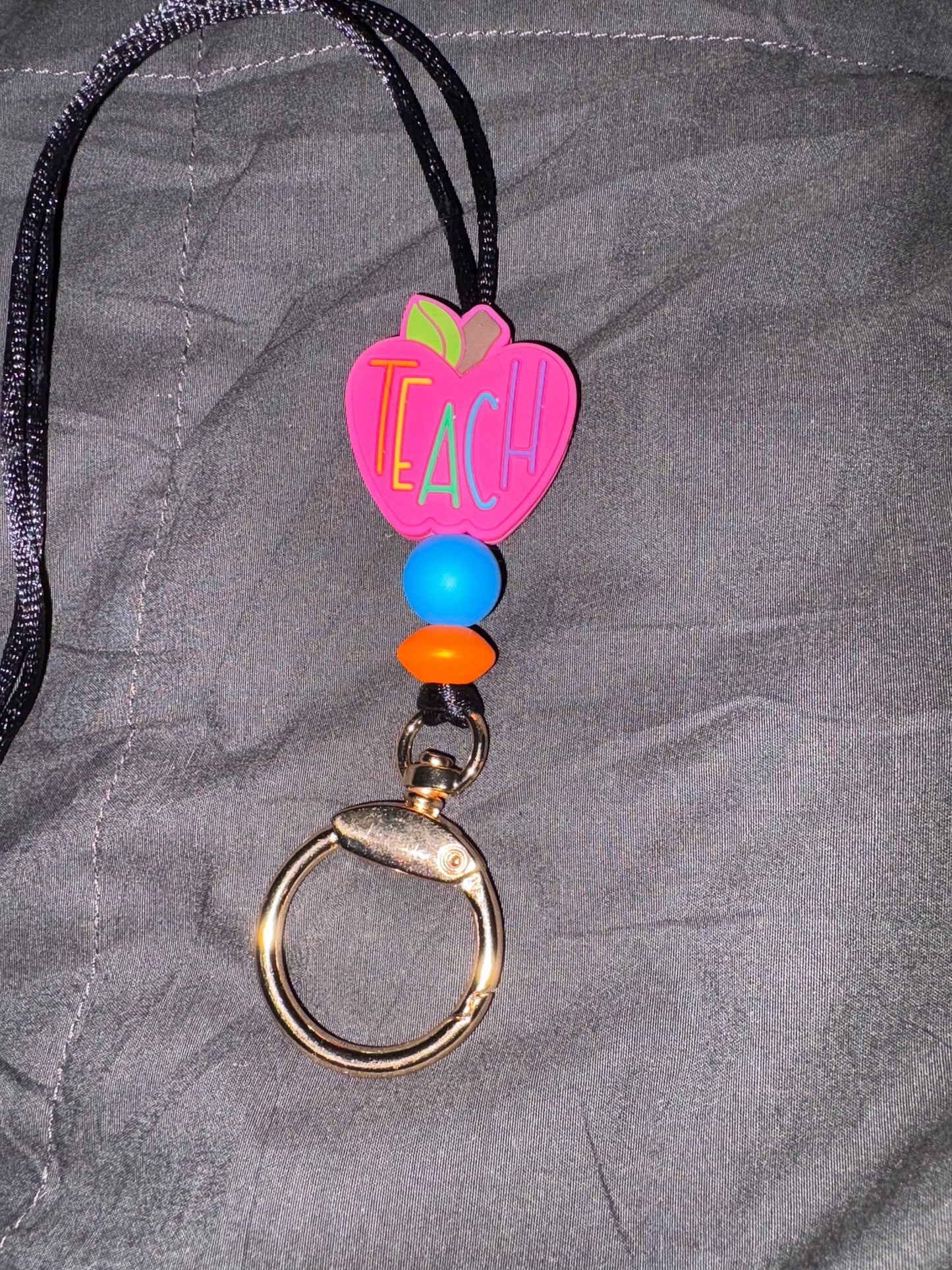Teach, pink apple Lanyard