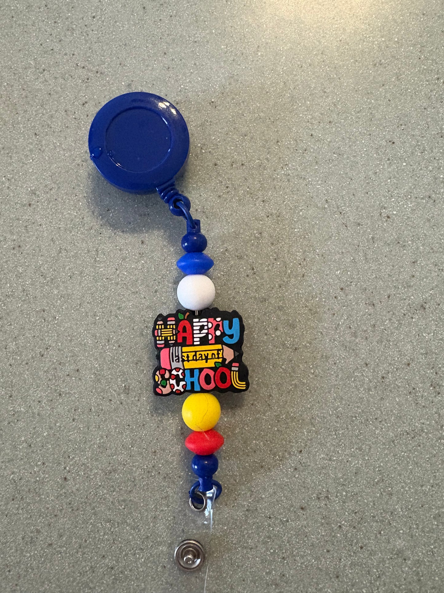 Happy last day of school blue badge real