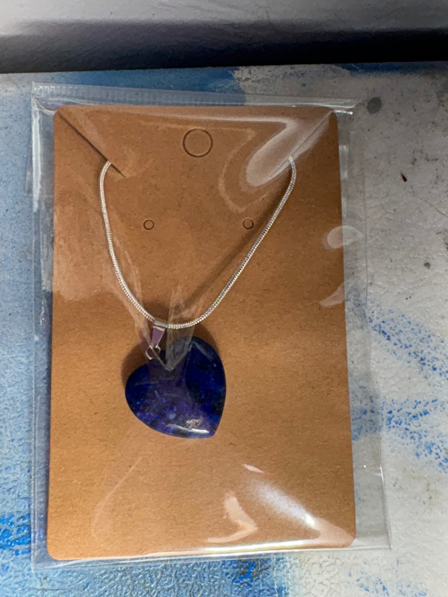 Natural stone heart on a Sterling Silver 925 snake chain