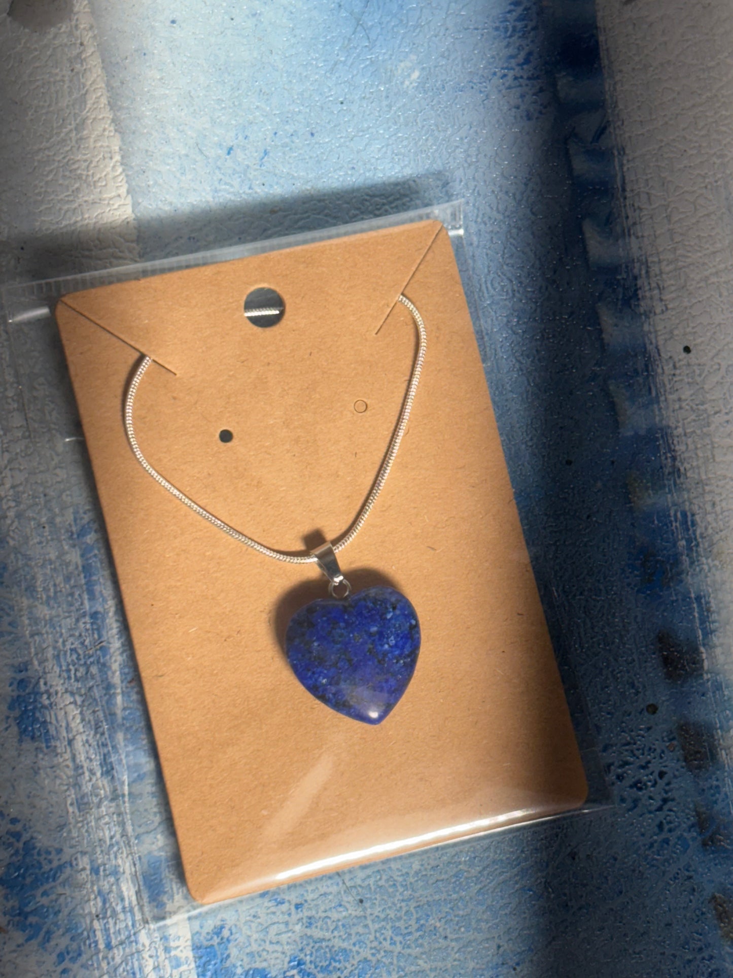 Natural stone heart on a Sterling Silver 925 snake chain