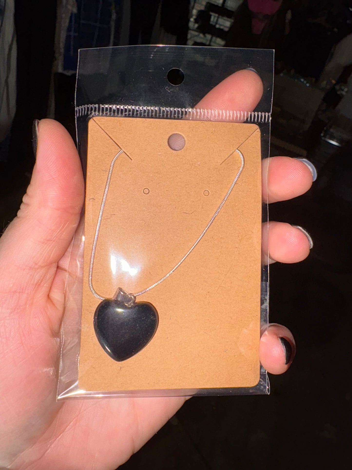 Natural stone heart on a Sterling Silver 925 snake chain