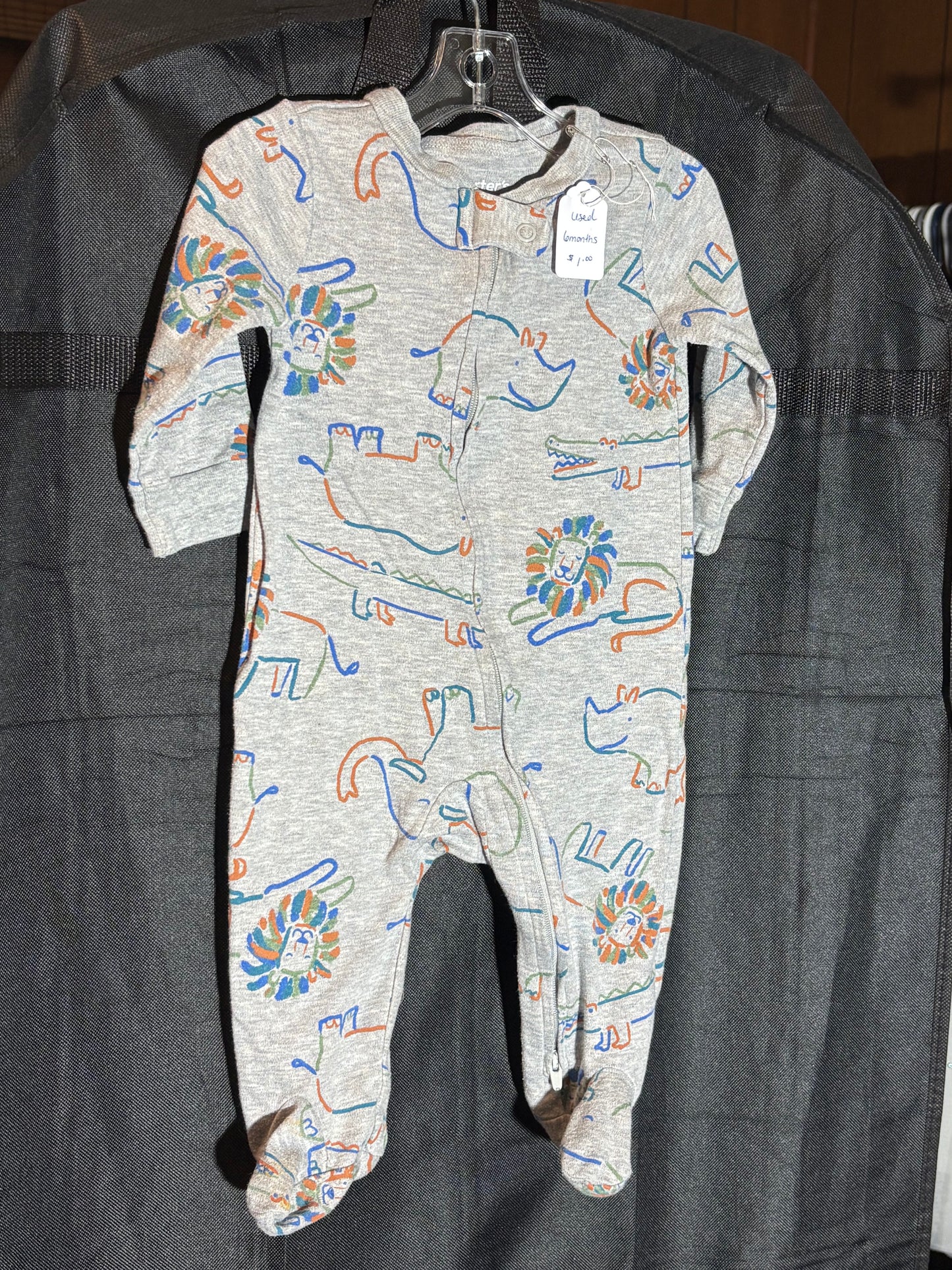 Size 6 months, Carters brand, gray sleeper