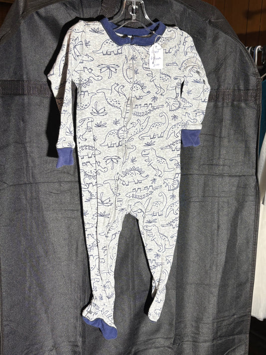 Size 6-9 month, Gray and blue sleeper with dinosaurs