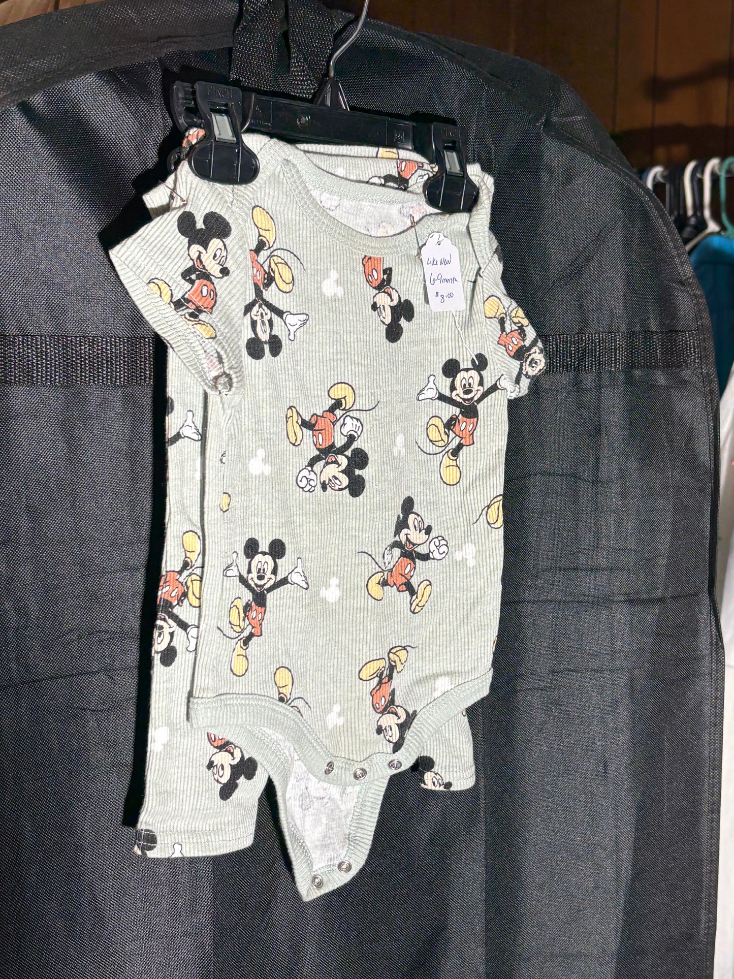 Size 6-9 month, Disney Baby Brand, Light Green Mickey Outfit