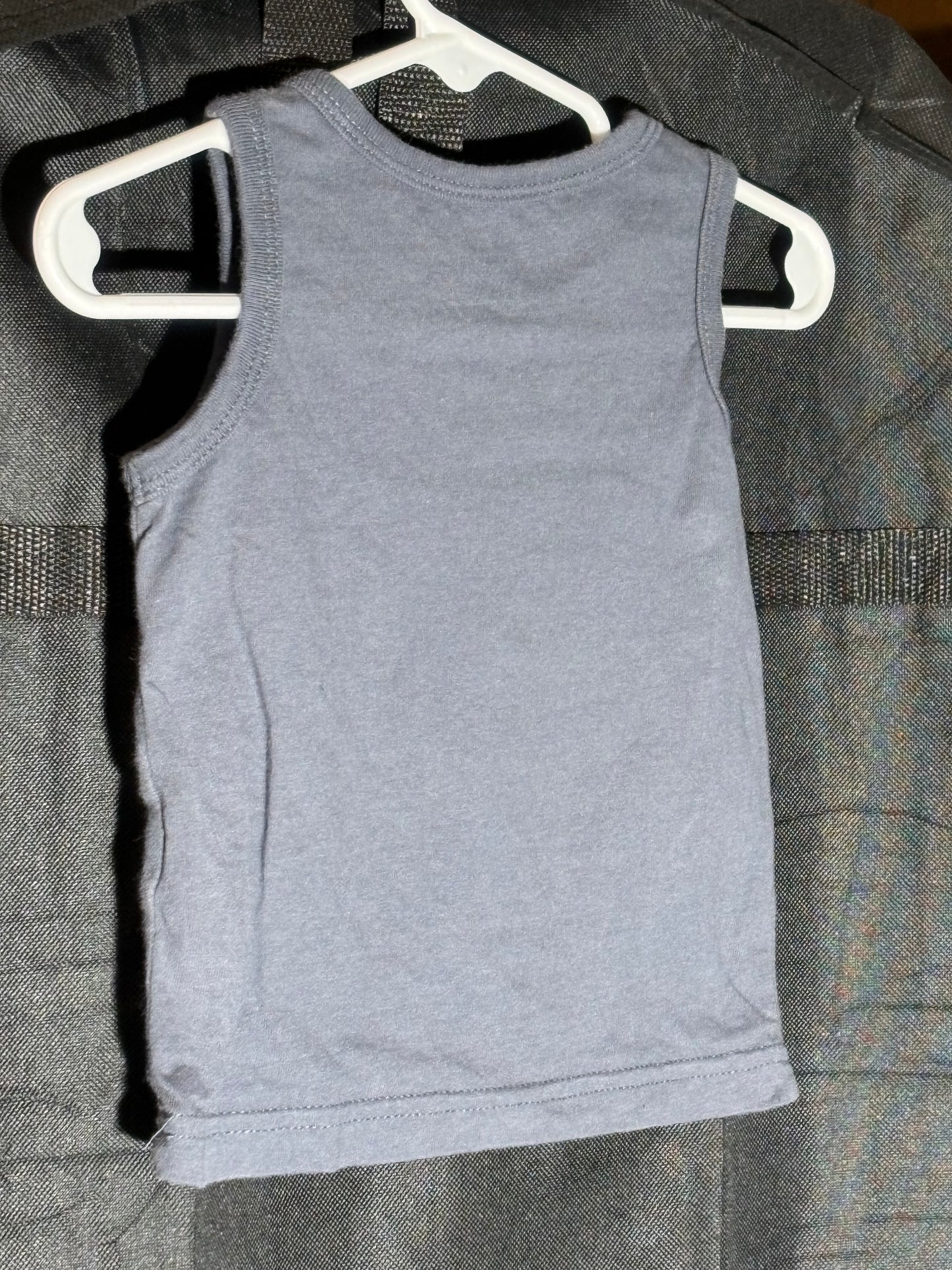 Size 12 month, Carters brand, slate gray tank, Hot Orange “Wild at heart”