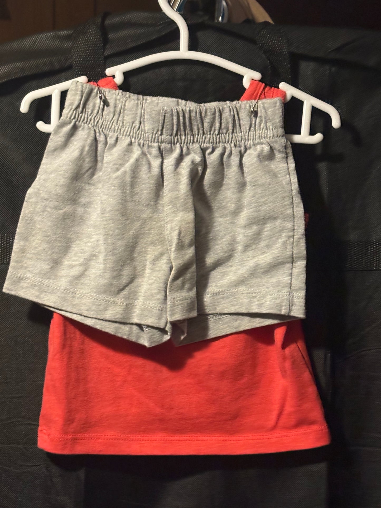 Size 3-6 month, Red Tank with gray shorts