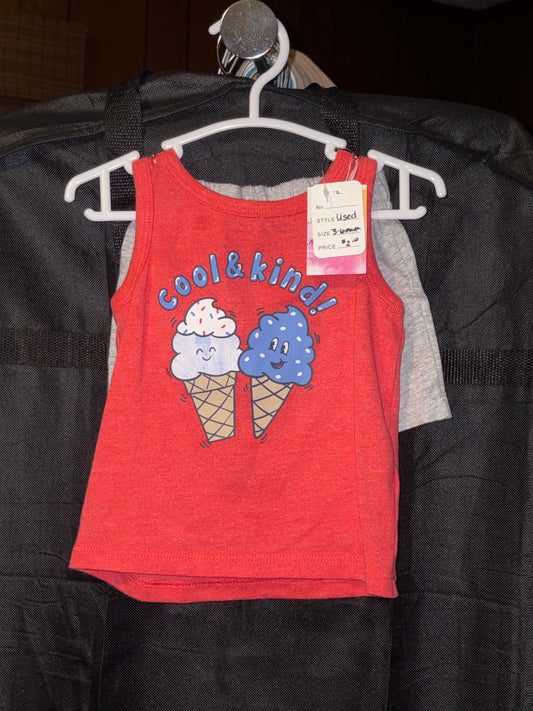 Size 3-6 month, Red Tank with gray shorts