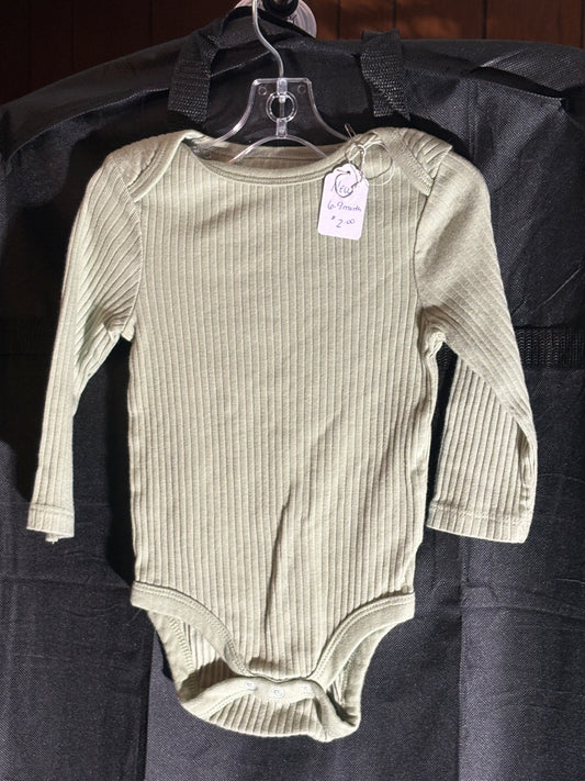 Size 6-9 Month onesie, cloud island brand, soft green