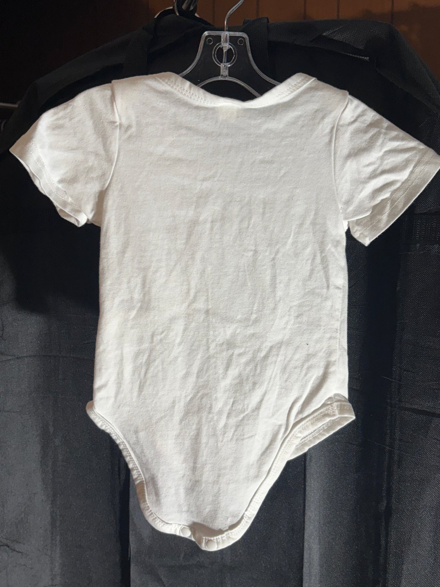 Size 3-6 month, white onesie “it’s my 1/2 birthday” baseball themed