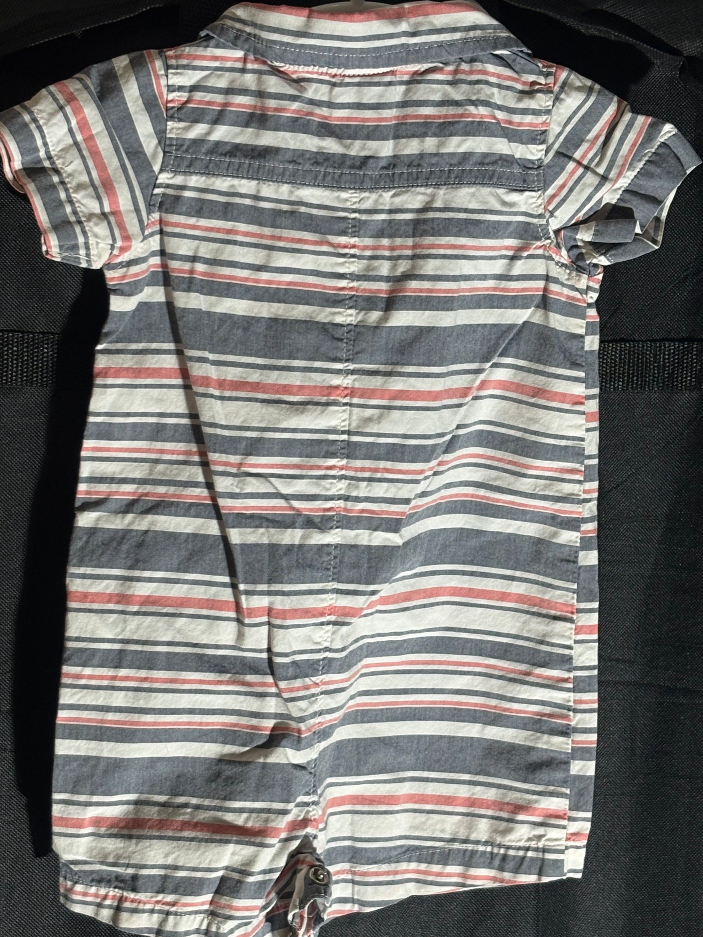 Size 9 month jumper, Carters brand, white, gray and salmon striped collared