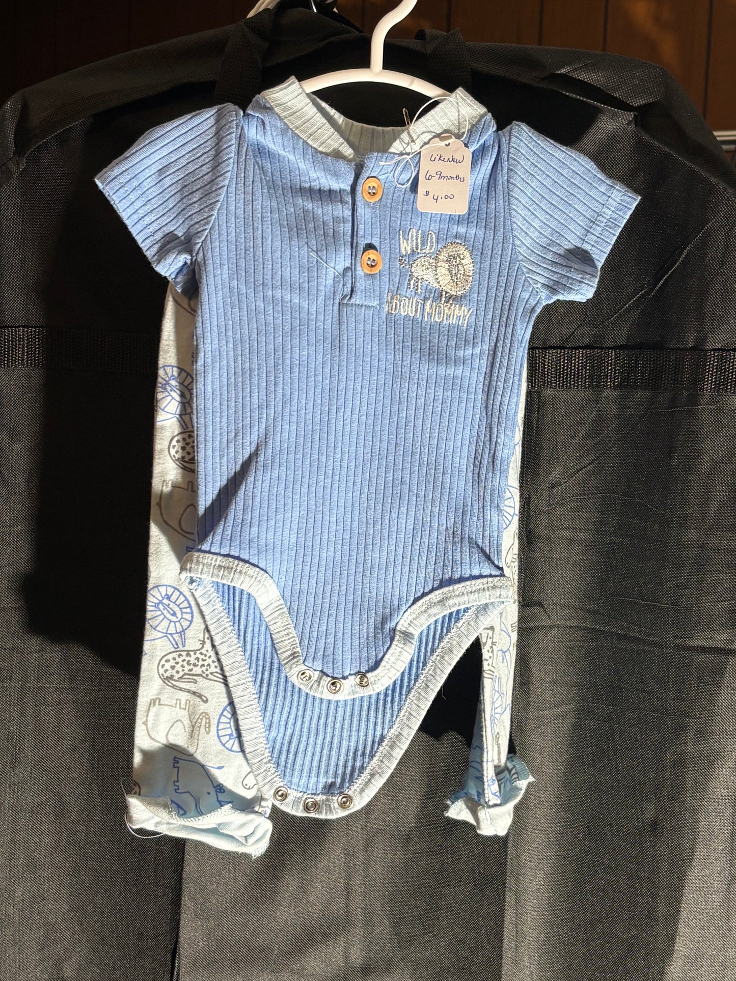 Size 6-9, Little Beginnings Brand, Wild About Mommy outfit with hat