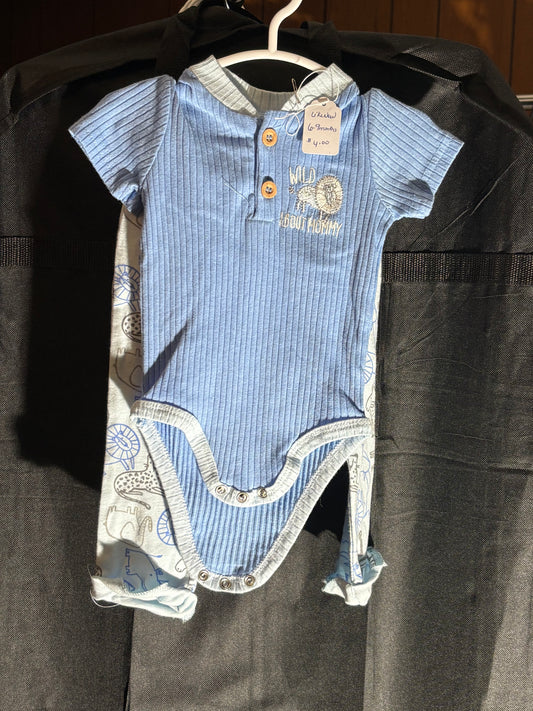 Size 6-9, Little Beginnings Brand, Wild About Mommy outfit with hat