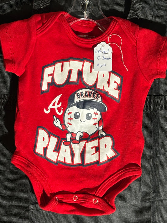 Size 0-3 month, Future Braves Player onesie